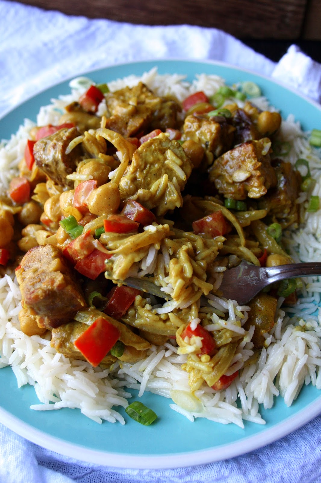 Annie à la Mode Chickpea & Tempeh Sunbutter Curry Over Jasmine Rice