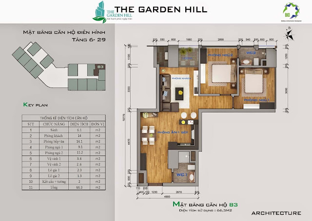Căn B3 tầng 6 đến 29 Garden Hill - 99 Trần Bình Căn B3 tầng 6 đến 29 Garden Hill - 99 Trần Bình