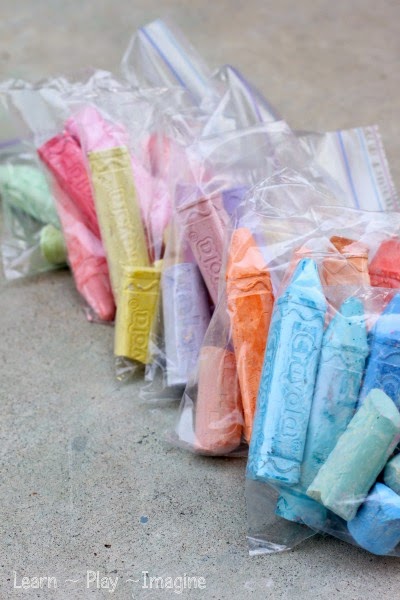 A great way to use up bits and pieces of broken sidewalk chalk - turn it into a new recipe for play!