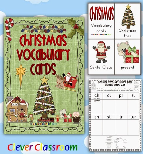 Christmas Vocabulary Cards with Record Sheet PDF file  59 Christmas Vocabulary/Flash Cards.