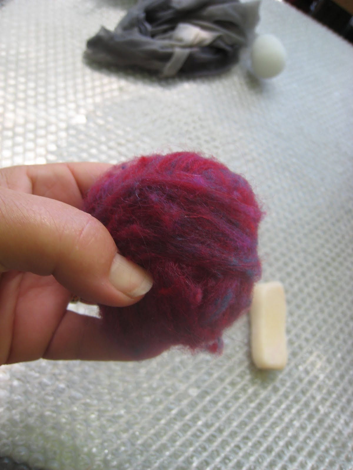 Karey's Overflow Felting Over Styrofoam Eggs and Wreath