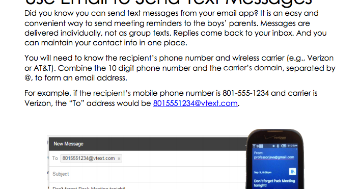 akela s council cub scout leader training how to use how to send text to email