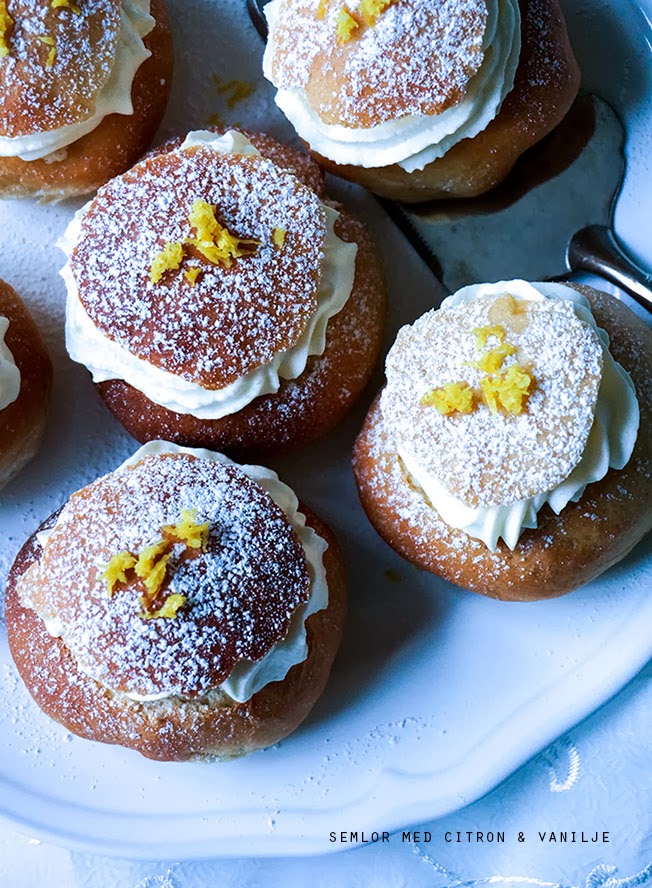 Semlor med citron & vanilje - Svenske fastelavnsboller - Mit livs kogebog Semlor med citron & vanilje - Svenske fastelavnsboller - Mit livs kogebog