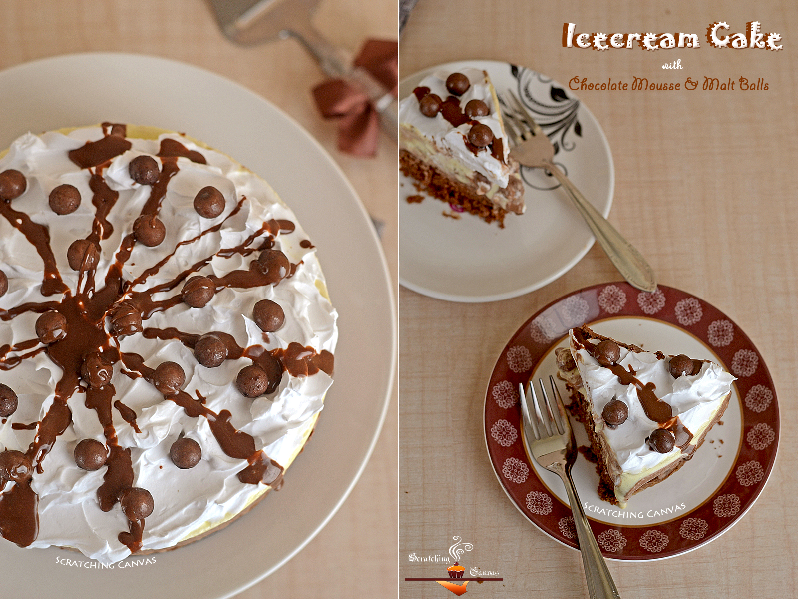 Recipe Icecream Cake with Chocolate Mousse & Malt Balls Scratching