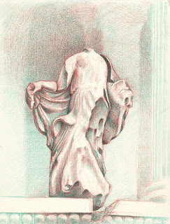 Nereid Monument British Museum color pencil drawing