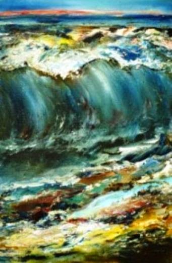 2014 original oil painting on canvas Big wave