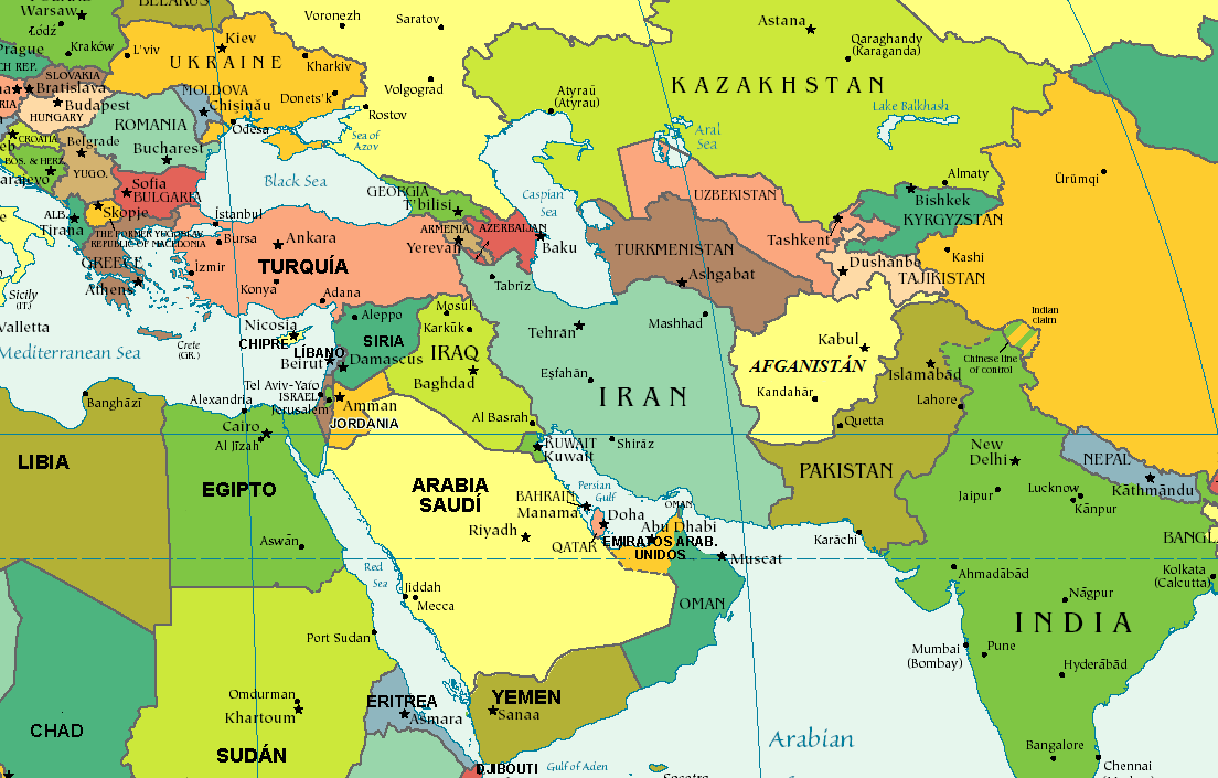 Mapa Medio Oriente Paises