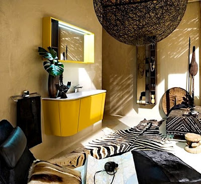 Decoración de interiores: Baños muy moderno en color amarillo