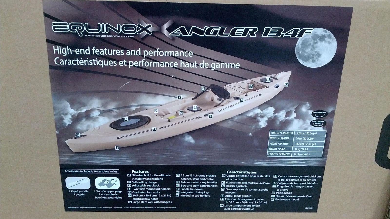 Equinox Kayaks 13.4F Angler Fishing Kayak Costco Weekender