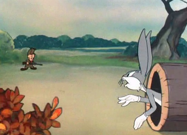 Bugs In A Log Waving To Elmer Looney Tunes Cartoons Best Cartoons Ever Looney Tunes