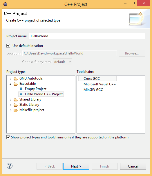 Cross development using eclipse and GCC for the RPi COSOSO