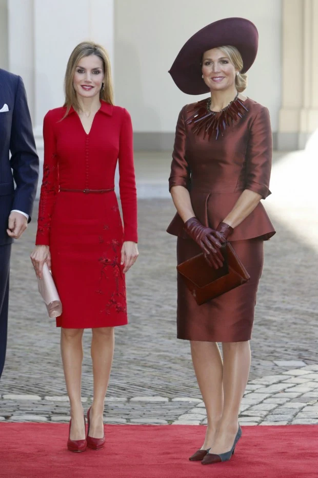 Queen Maxima of the Netherlands and Queen Letizia of Spain at The Noordeinde Palace 