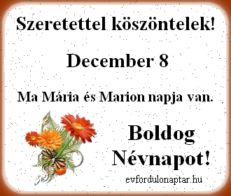 December 8 - Mária, Marion névnap