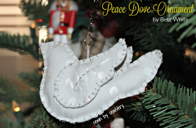 Peace Dove Ornament, made by Veronica using Betz White's pattern.