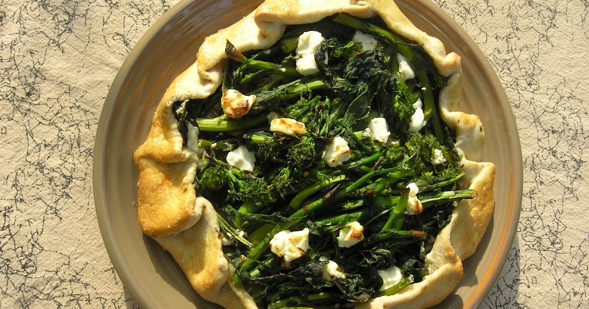 The Cozy Herbivore Baby Broccoli Galette with Garlic Scapes and Goat Cheese