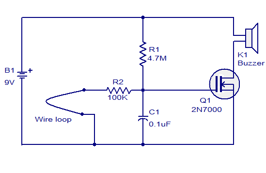 Wire Loop Alarm based on 2N700 | audio wiring diagram