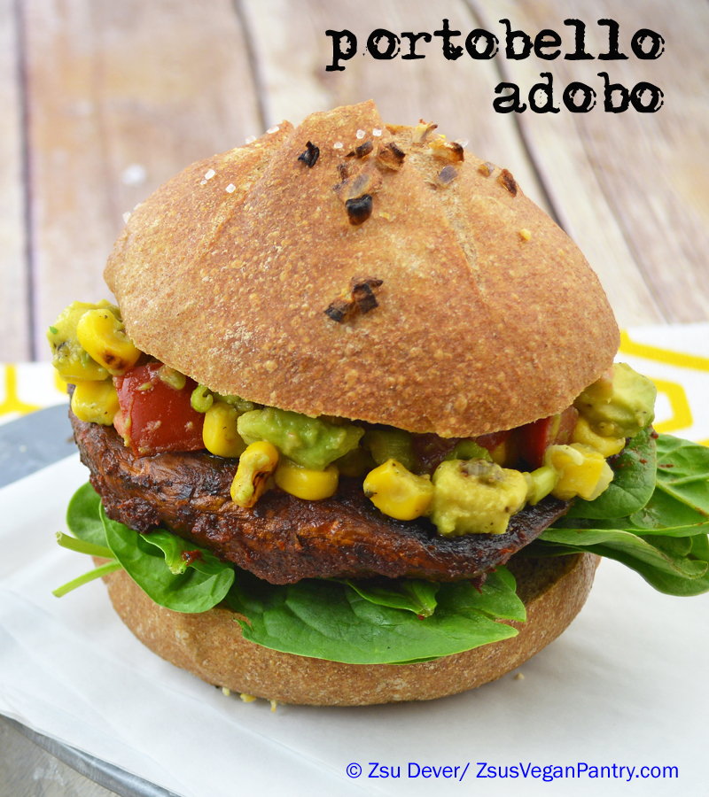 Zsu's Vegan Pantry portobello adobo burger + "vegan chocolate" winner