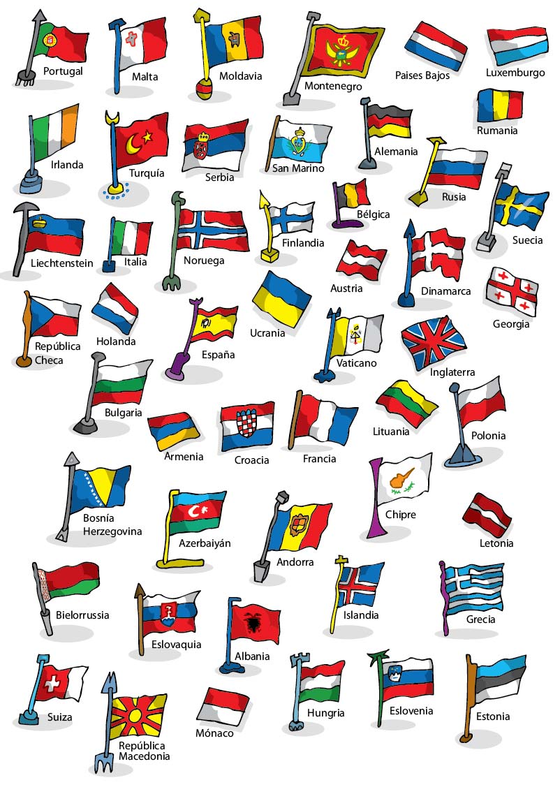 Ilustrador Alexiev Gandman: Banderas de Europa