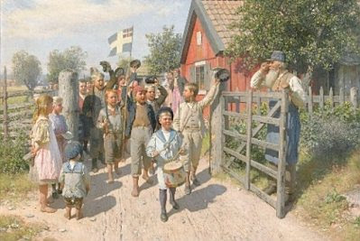 Swedish National Day: 'Det gamla och det nya sverige', by August Malmström, 1897