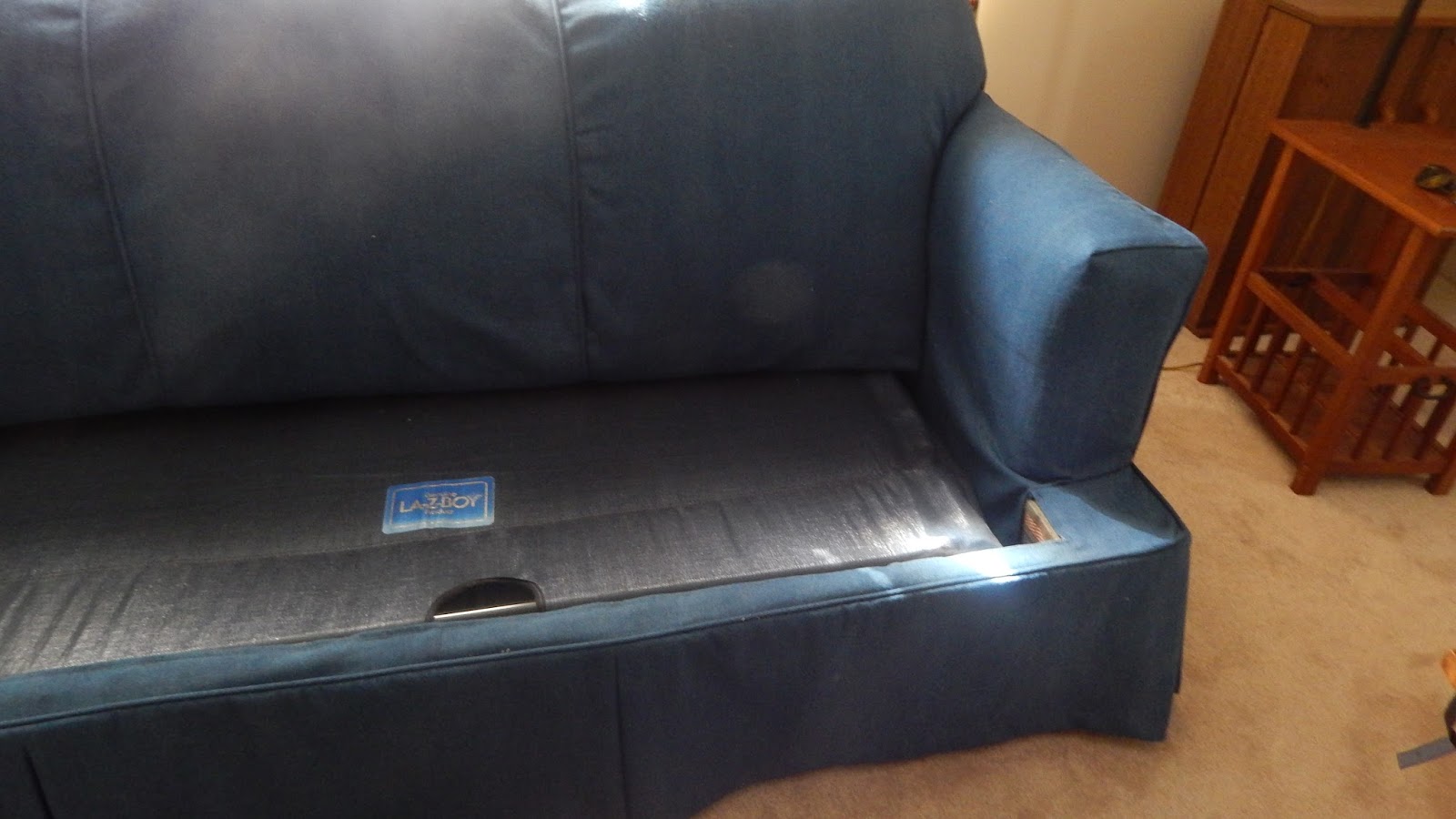 Pam Morris Sews Denim on a Sleeper Sofa