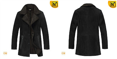 Mens Black Long Sheepskin Coat