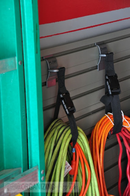 Clips to hold the extension cords | OrganizingMadeFun.com
