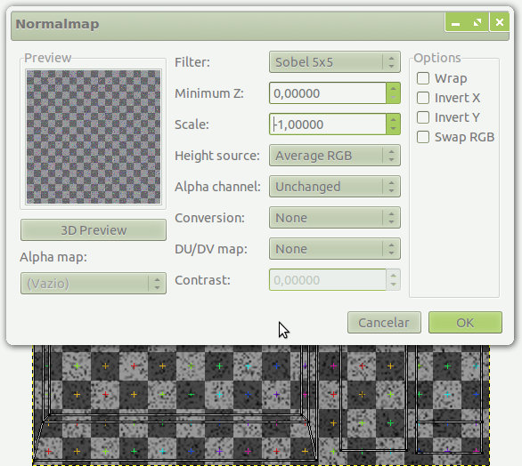 GIMP Normalmap-Plugin em ação