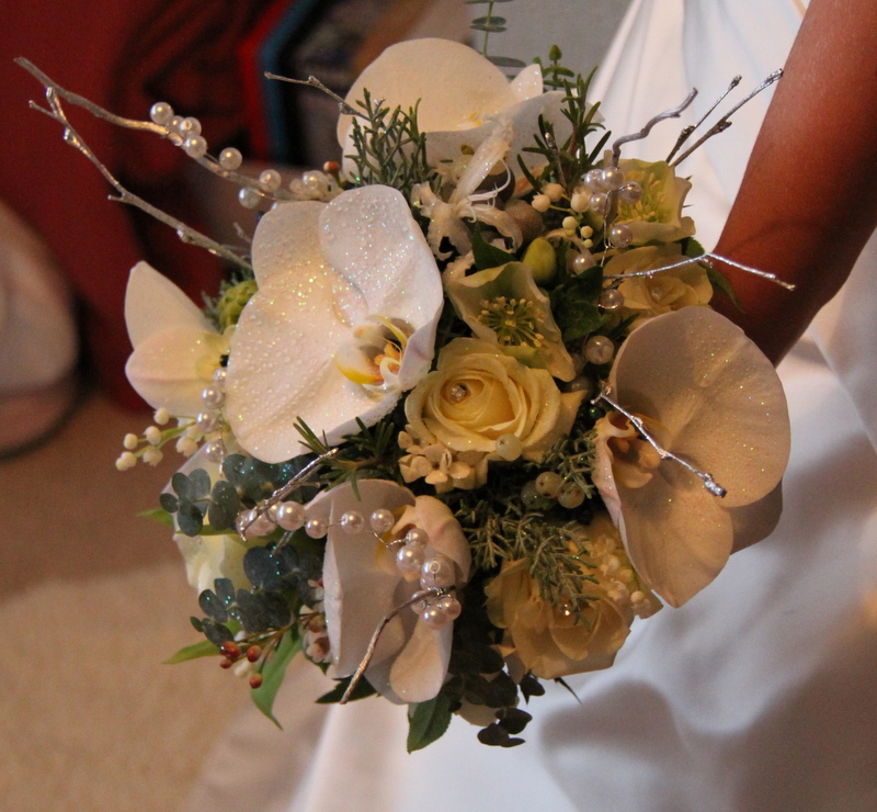 At Louisa's home we presented her bridal bouquet whilst her brilliant Mum 