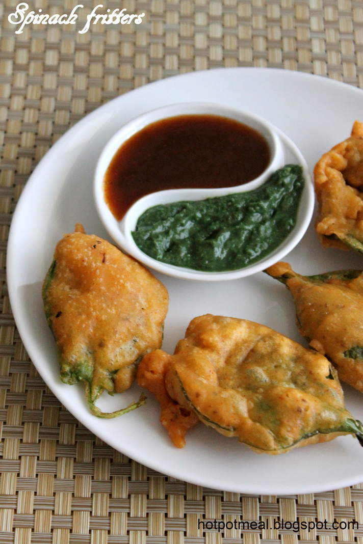 Hot pot cooking Spinach fritters