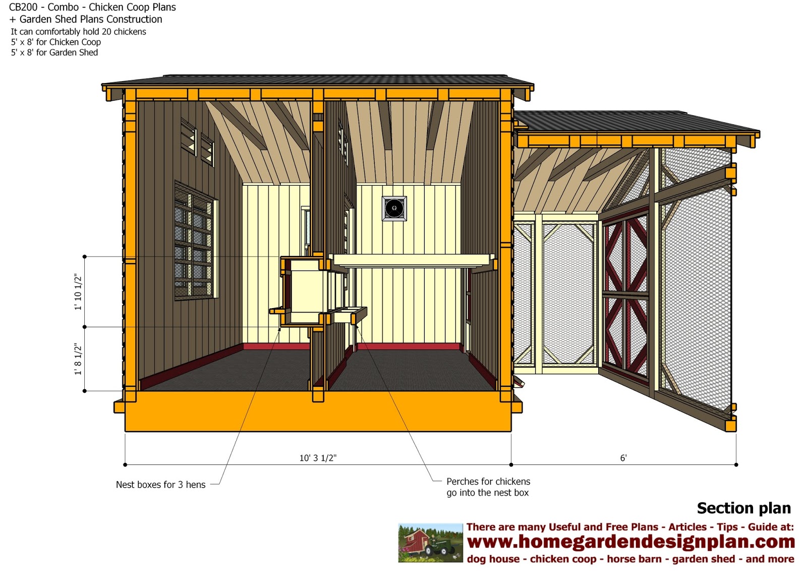 home garden plans: CB200 - Combo Plans - Chicken Coop ...