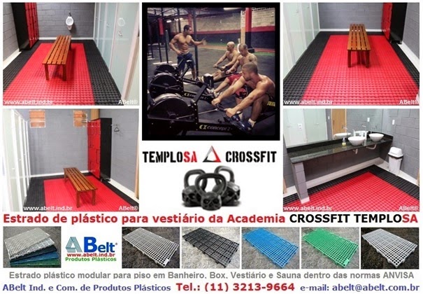 CrossFit TemploSA - piso plástico modular para área do vestiário, chuveiro, box e banheiro