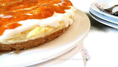 Dolci golosità: Cheesecake alle albicocche con ricotta e crema pasticcera