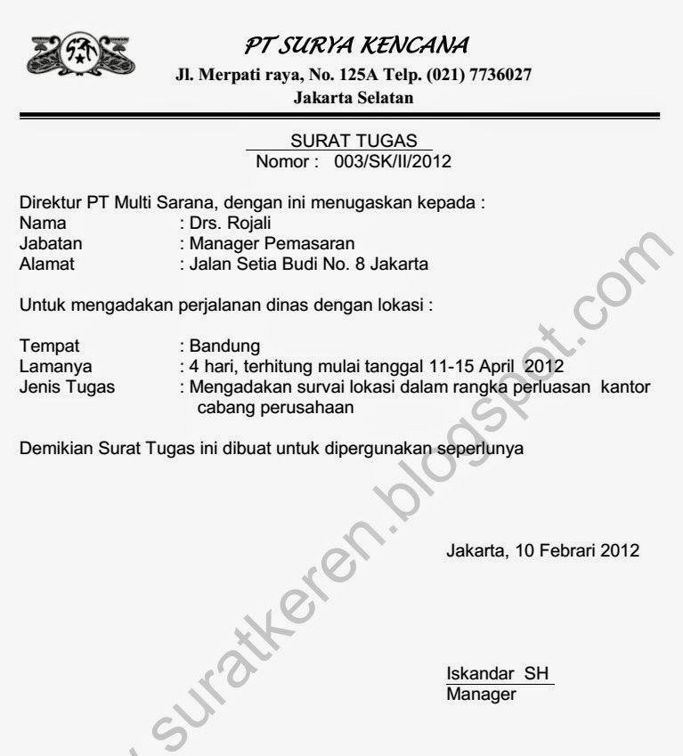 Surat Tugas Perjalanan Dinas