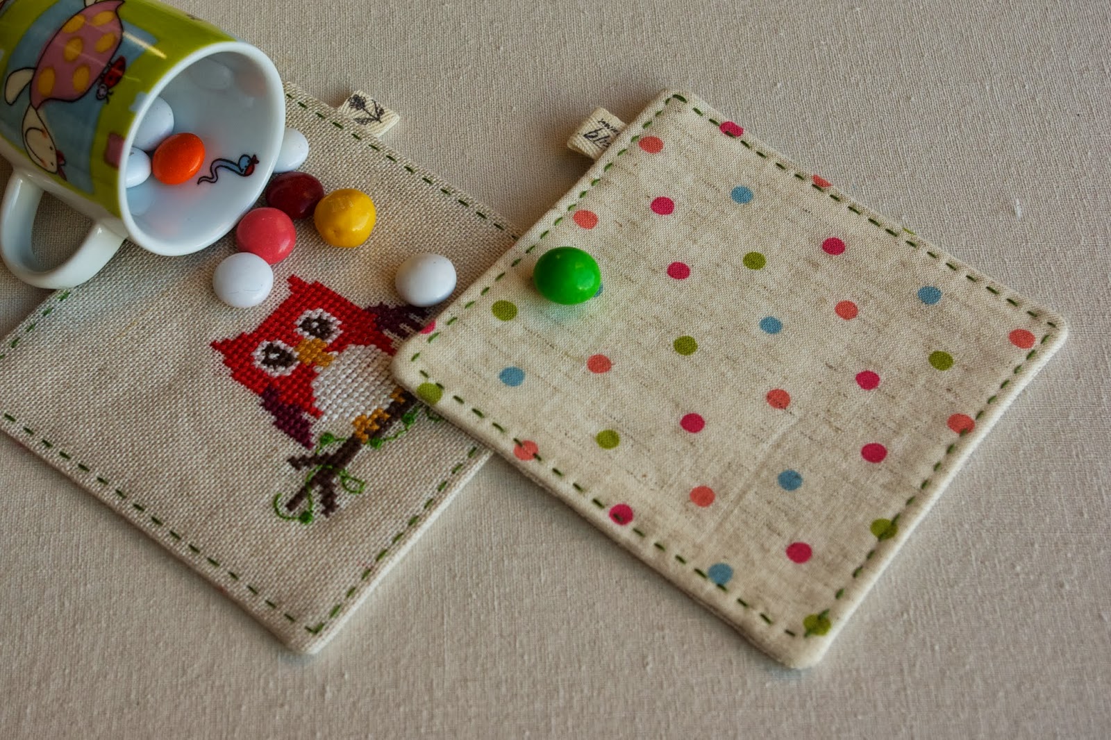 Stitching Notes CrossStitch Linen Coasters