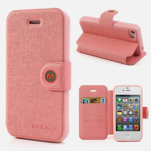 Oracle Grain Wallet Leather Case Cover with Stand for iPhone 4 4s - Baby Pink Oracle Grain Wallet Leather Case Cover with Stand for iPhone 4 4s - Baby Pink