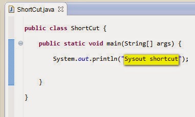 shortcut java system println selenium arun shortcuts run class file