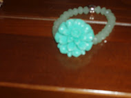 Pulsera abalorios verde crist´l con flor