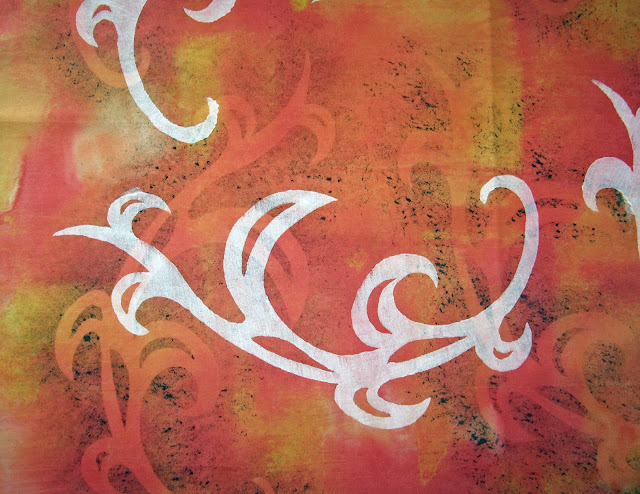 hand painted fabric stencilling on fabric