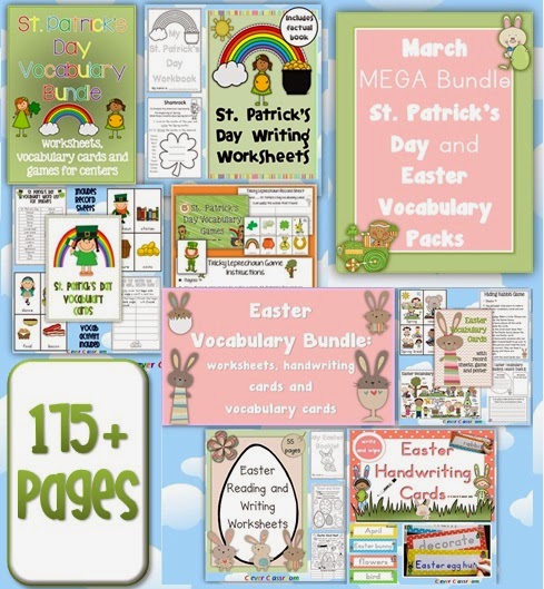 March MEGA BUNDLE St. Patrick's Day and Easter Vocabulary Packs