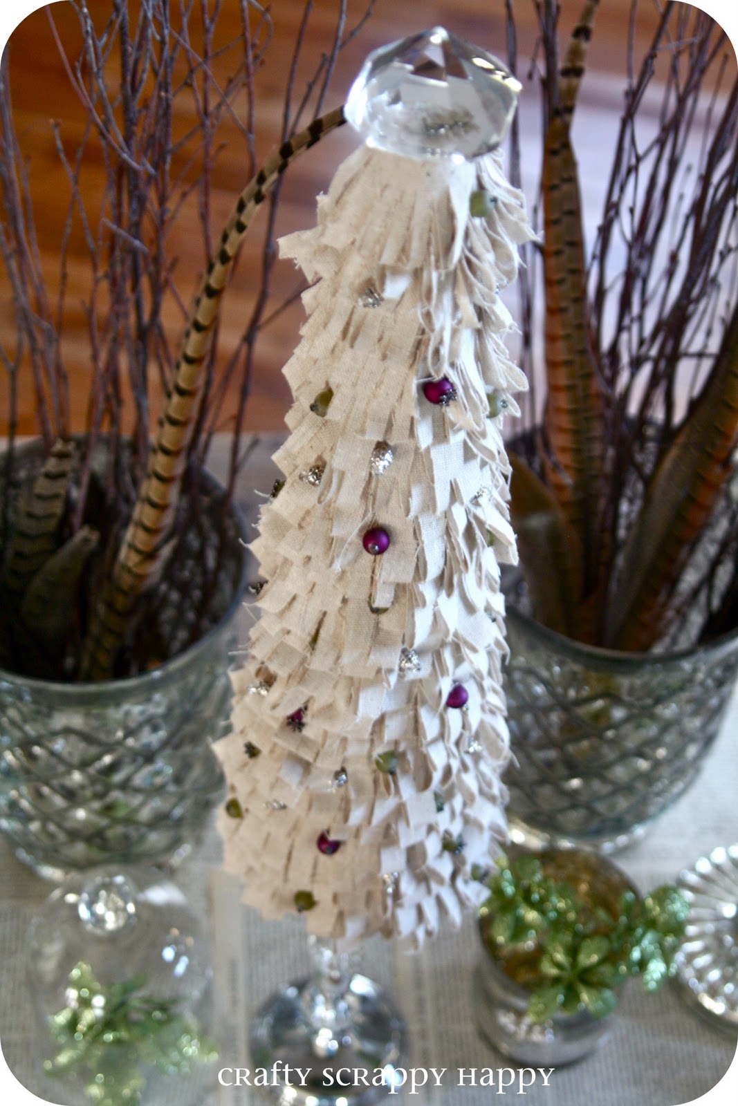 shabby chic ruffled tree topiary featuring jaime lyn at crafty scrappy happy handmade holidays project no 24 - Handmade Shabby Chic Christmas Decorations shabby chic ruffled tree topiary featuring jaime lyn at crafty scrappy happy handmade holidays project no 24 - Handmade Shabby Chic Christmas Decorations