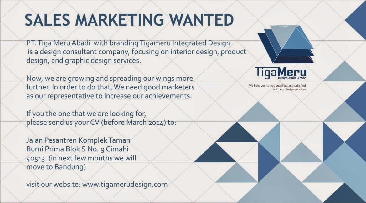 Sales Marketing Job Vacancy Tigameru Integrated Design