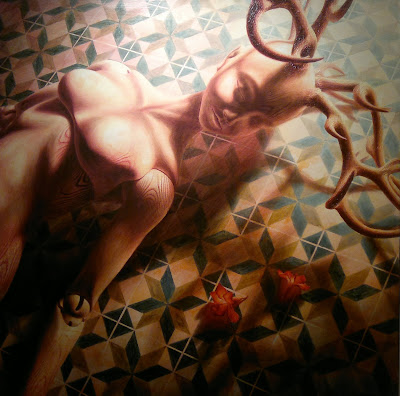 Manit Srisuwan, Deer Lady 3, Acrilyc, canvas, One East Asia, Singapore, Ties & Fragrant Lies exhibition Manit Srisuwan, Deer Lady 3, Acrilyc, canvas, One East Asia, Singapore, Ties & Fragrant Lies exhibition
