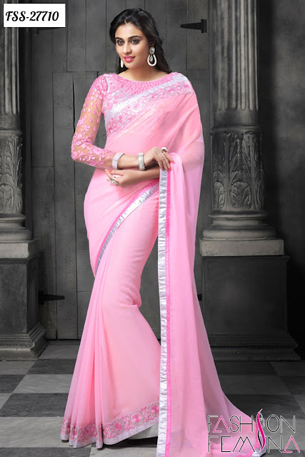 Online shoppin pink party wear saree