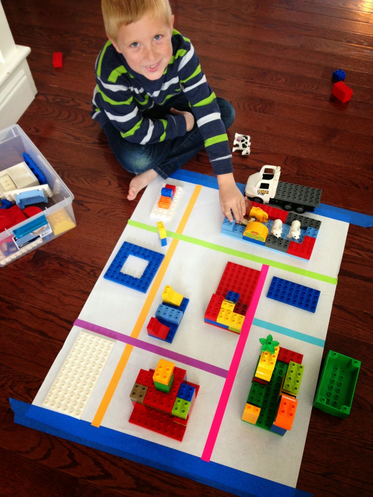 Toddler Approved! Tape Cities with LEGO