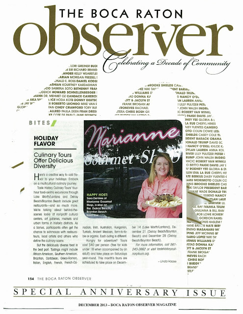 Taste History Culinary Tours in Boca Raton Observer Magazine December 2013 Issue