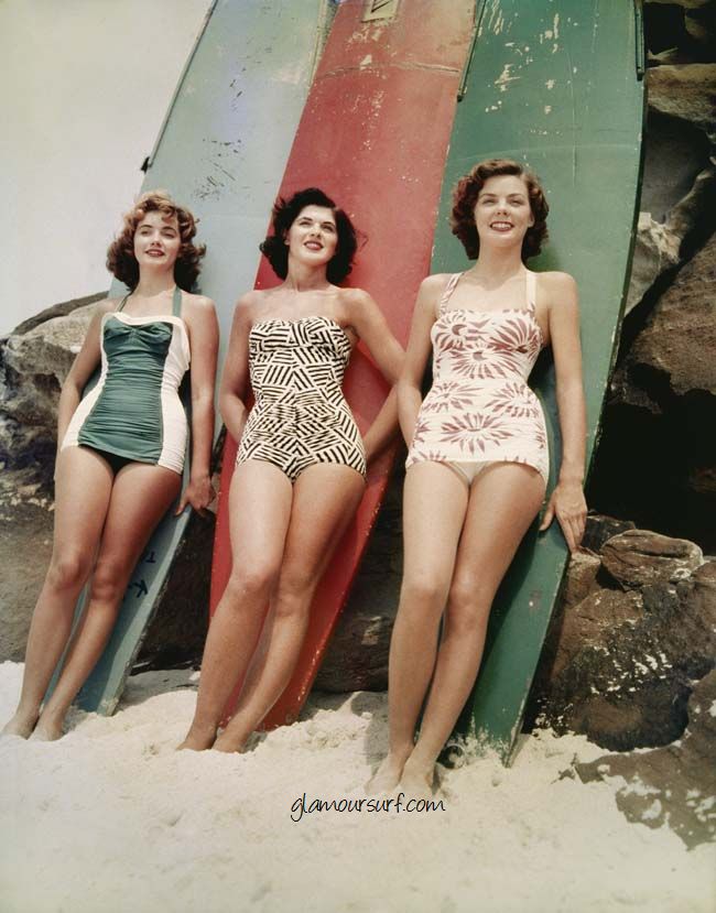 Surfs Up 1950s Style A beavy of beauties in swimwear from the 1950s