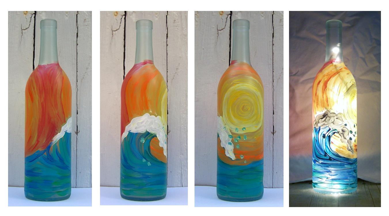 Hand Painted Wine Bottle Lights