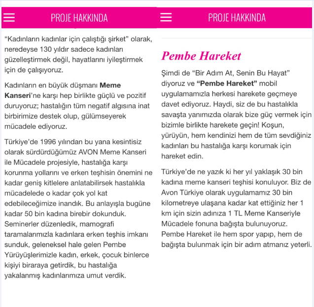 pembe hareket avon