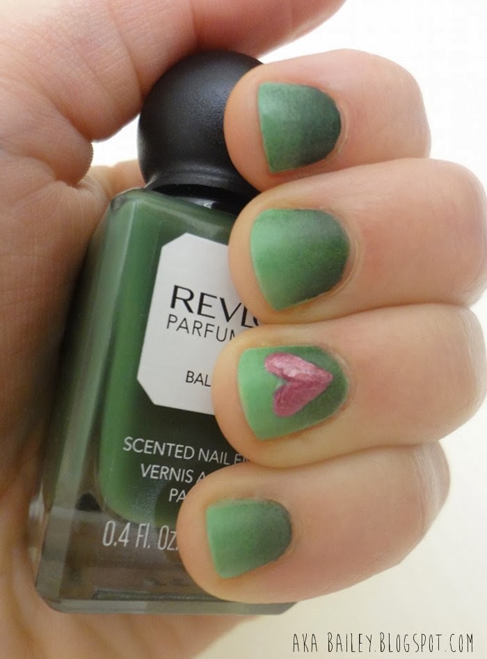 Green ombre nails using Revlon's Parfumerie polish in Balsam Fir