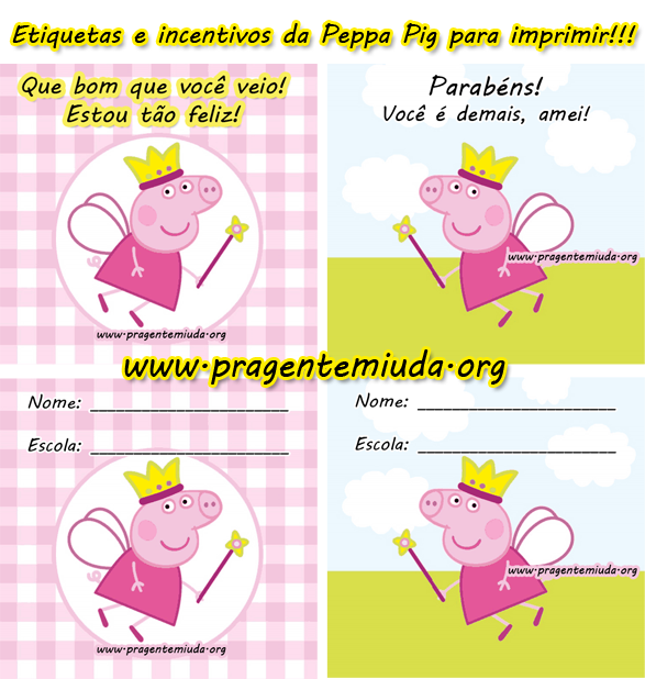 Pra Gente Miúda: Etiquetas e incentivos da Peppa Pig para imprimir